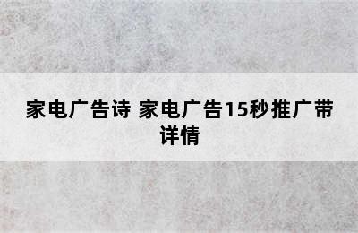 家电广告诗 家电广告15秒推广带详情